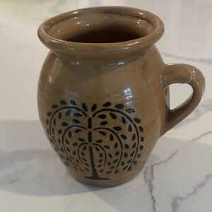 Brown Earthenware Jug with Black Willow Design